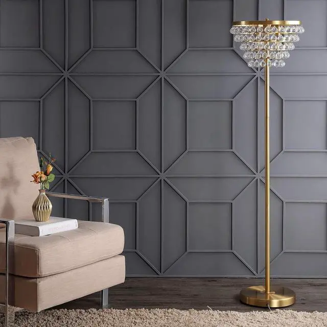 Alt view image 4 of 7 - JONATHAN Y JYL9005B Jemma 60" Crystal/Metal LED Floor Lamp, Contemporary, Modern, Transitional, Elegant, Office, Living Room, Family Room, Dining Room, Bedroom, Hallway, Foyer, Brass Gold/Clear