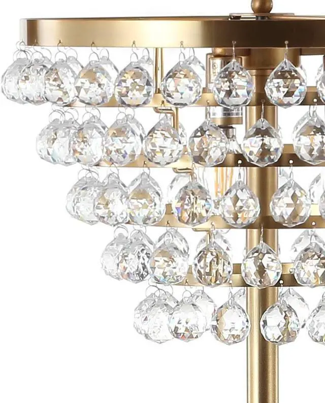 Alt view image 6 of 7 - JONATHAN Y JYL9005B Jemma 60" Crystal/Metal LED Floor Lamp, Contemporary, Modern, Transitional, Elegant, Office, Living Room, Family Room, Dining Room, Bedroom, Hallway, Foyer, Brass Gold/Clear