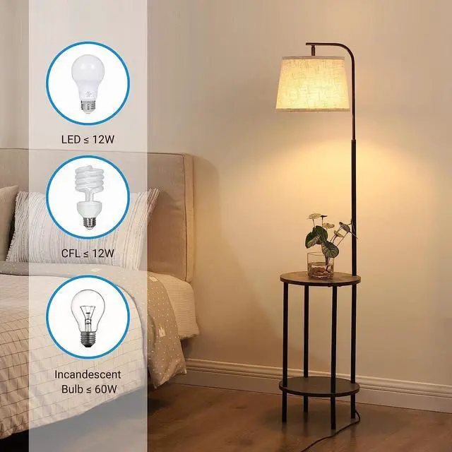 Alt view image 2 of 7 - DEWENWILS Floor Lamp with Table Attached, Farmhouse Narrow Nightstand, Wooden End Side Table Floor Lamp, Adjustable Reading Lamp for Bedroom, Living Room, Office, Kids Room