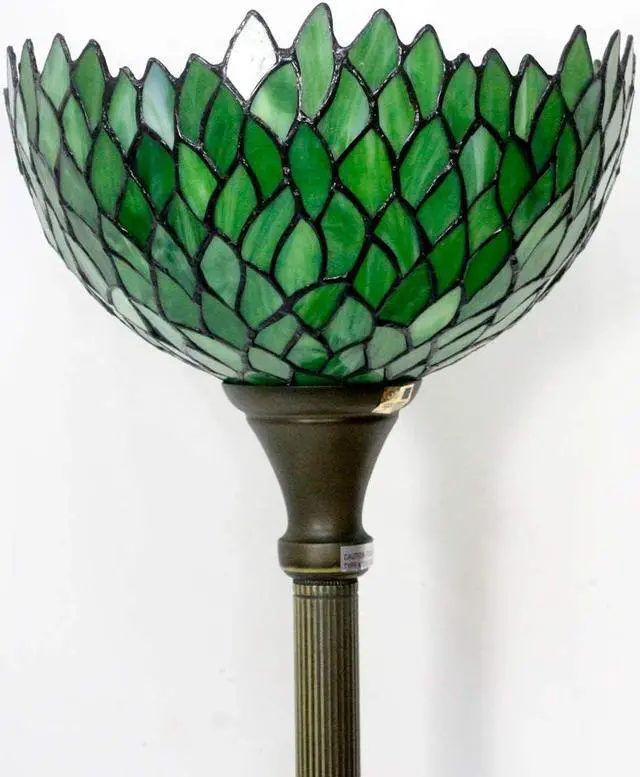 Alt view image 3 of 7 - WERFACTORY Tiffany Floor Lamp Green Wisteria Stained Glass Light 12X12X66 Inches Pole Torchiere Standing Corner Torch Uplight Decor Bedroom Living Room Home Office S523 Series