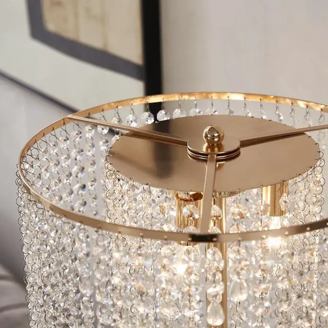 Alt view image 5 of 7 - Raindrop Crystal Floor Lamp French Golden