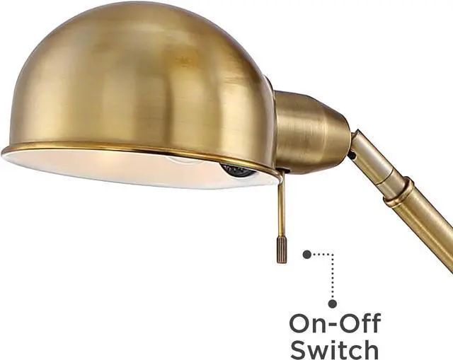 Alt view image 3 of 7 - 360 Lighting Dawson Traditional Task Pharmacy Light Floor Lamp Standing 55" Tall Antique Brass Metal Adjustable Balance Boom Arm Gold Shade Decor for Living Room Reading House Bedroom Home