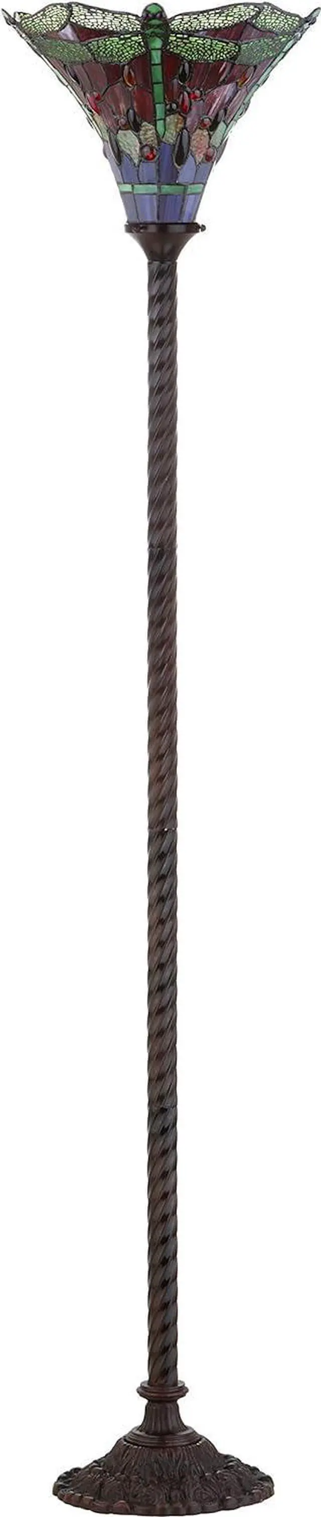 Alt view image 7 of 7 - JONATHAN Y JYL8002B Dragonfly Tiffany-Style 71" Torchiere Floor Lamp, Tiffany, Traditional, Art Nouveau Style, Elegant, Office, Living Room, Family Room, Dining Room, Bedroom, Foyer, Bronze/Green