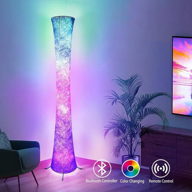 Alt view image 6 of 7 - Floor Lamp, RGB Color Changing Led Smart Lamp, Music Sync, APP Remote Control, 62'' Standing Lamp for Living Room Bedroom Game Room