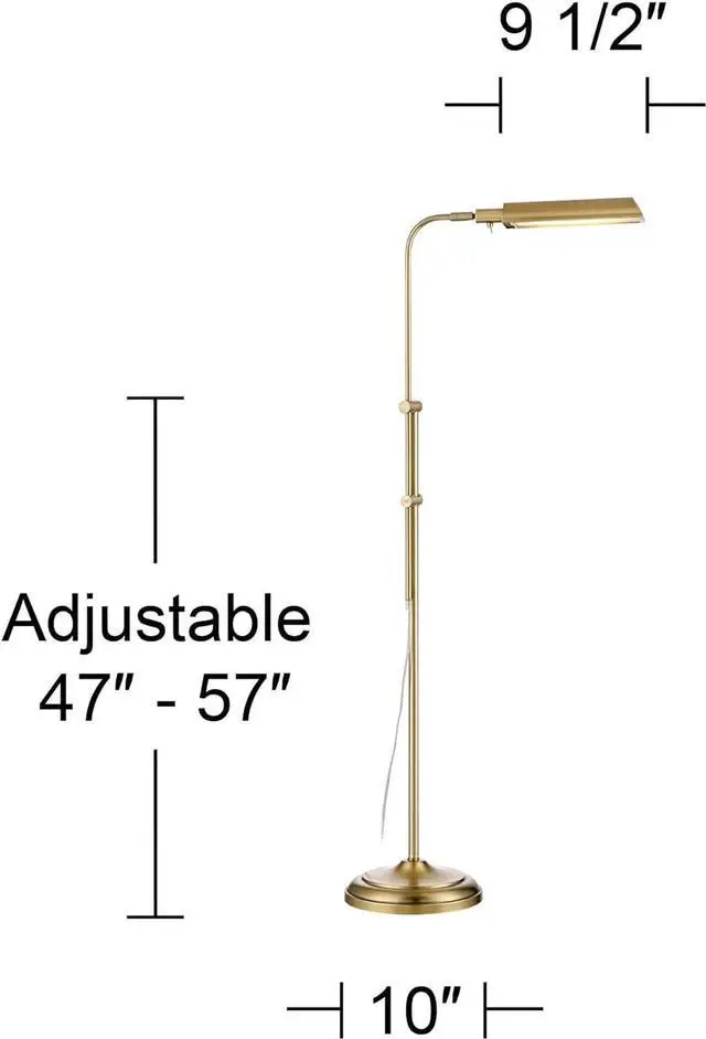Alt view image 4 of 7 - 360 Lighting Culver Traditional Pharmacy Floor Lamp Standing LED Adjustable Height Plated 57" Tall Aged Brass Metal Shade Pole Light for Living Room Reading House Bedroom Home Decor