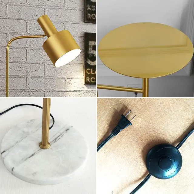 Alt view image 2 of 7 - Hsyile Lighting KU300217 Contemporary Modern Creative Floor Lamp with a Table,Suitable for Living Room,Den,Office,Bedroom - E26 Base - Brushed Brass Finish