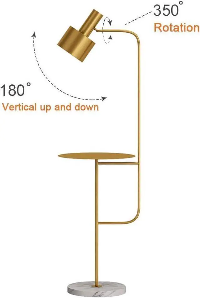 Alt view image 5 of 7 - Hsyile Lighting KU300217 Contemporary Modern Creative Floor Lamp with a Table,Suitable for Living Room,Den,Office,Bedroom - E26 Base - Brushed Brass Finish