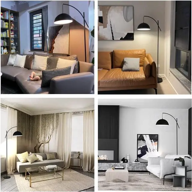 Alt view image 2 of 4 - Floor Lamp, Modern Floor Light with Metal Shade for Bedroom or Living Room,Black