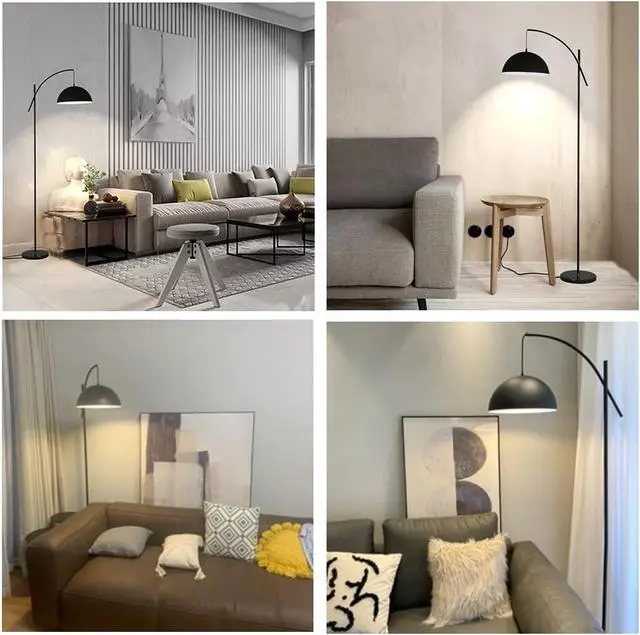 Alt view image 3 of 4 - Floor Lamp, Modern Floor Light with Metal Shade for Bedroom or Living Room,Black