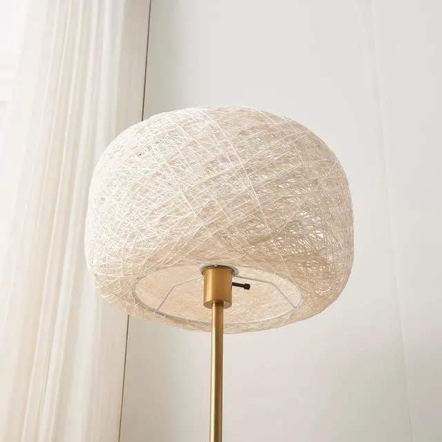 Alt view image 5 of 7 - Brightech Rowan Elegant Floor Lamp  Modern Unique Thread Shade Matches Boho, and Mid-Century Décor  Free Standing LED Light for Living Rooms and Bedrooms  Tall Indoor Lamp Gets Compliments - Brass