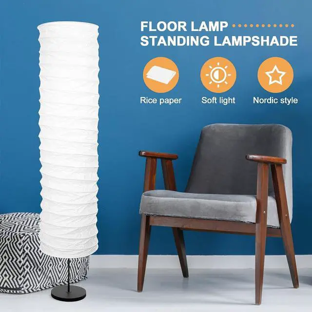 Alt view image 7 of 7 - STOBOK Paper Floor Lamp Shades Light Japanese Style Standing Lamp Table Light Cover Barrel Chandelier Protector for Living Room Home Hotel