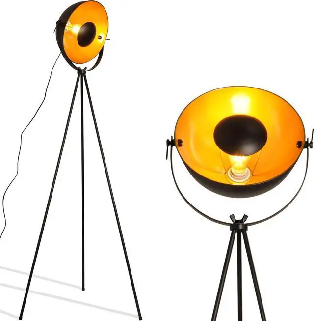 Alt view image 5 of 7 - COSYLUX Industrial Tripod Floor Lamp for Living Room, Modern Satellite Tall Standing Lamps for Bedrooms Black Gold (No Bulbs)