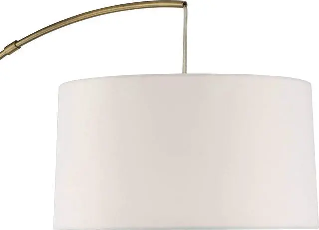 Alt view image 3 of 7 - 360 Lighting Cora Modern Mid Century Arc Floor Lamp Standing 72" Tall Classic Brass Gold White Linen Drum Shade Decor for Living Room Reading Bedroom Office House Home Decor