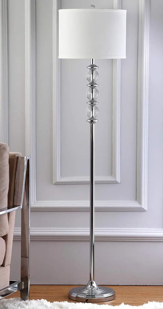 Alt view image 5 of 7 - SAFAVIEH Lighting Collection Riga Clear Crystal/ Chrome 60-inch Living Room Bedroom Home Office Standing Floor Lamp (LED Bulb Included)