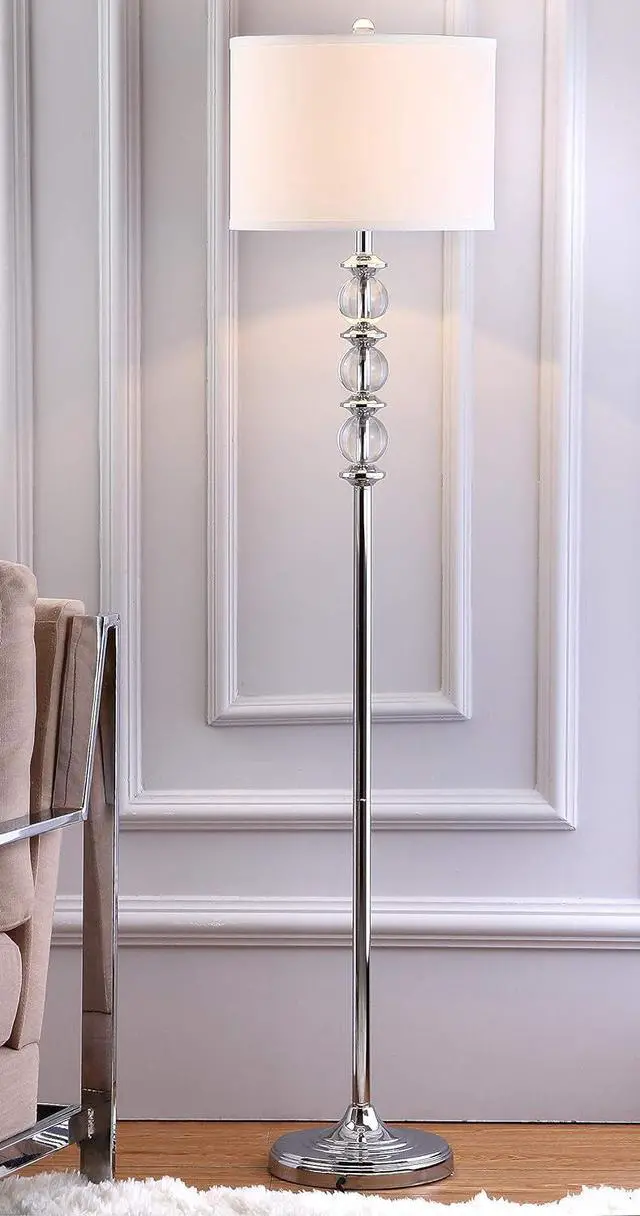 Alt view image 6 of 7 - SAFAVIEH Lighting Collection Riga Clear Crystal/ Chrome 60-inch Living Room Bedroom Home Office Standing Floor Lamp (LED Bulb Included)
