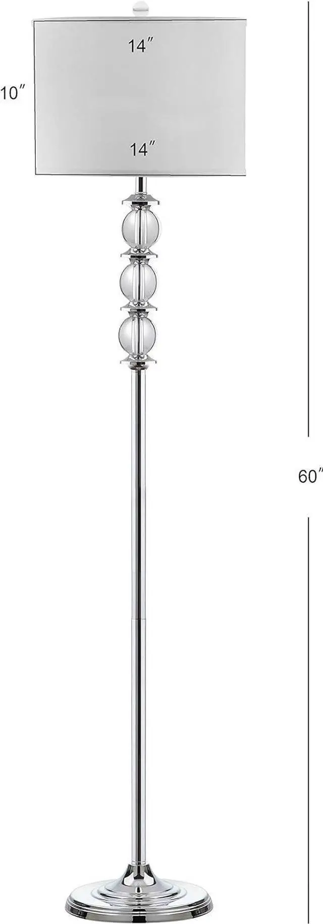 Alt view image 7 of 7 - SAFAVIEH Lighting Collection Riga Clear Crystal/ Chrome 60-inch Living Room Bedroom Home Office Standing Floor Lamp (LED Bulb Included)