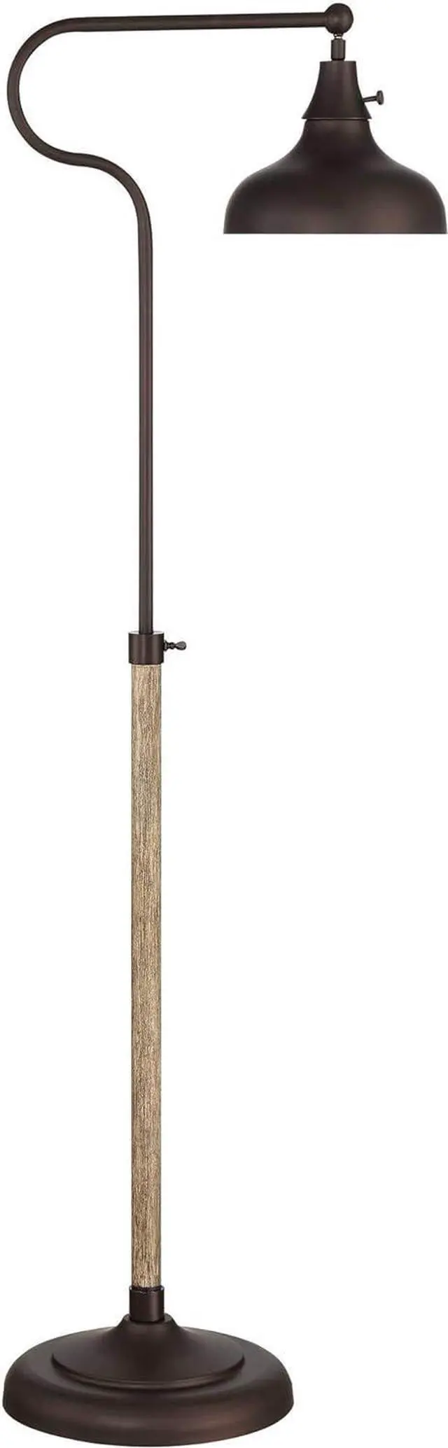 Main image of Franklin Iron Works Ferris Industrial Rustic Farmhouse Adjustable Pharmacy Floor Lamp Downbridge 57" Tall Bronze Faux Wood Grain Metal Brown Shade for Living Room Reading House Bedroom Family Home