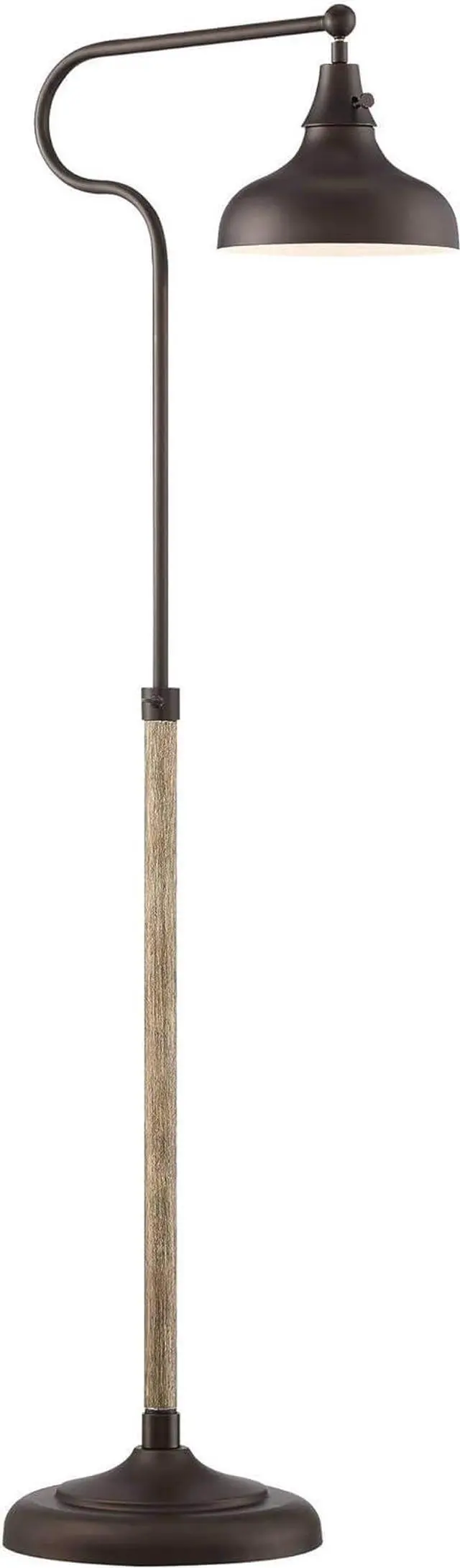 Alt view image 7 of 7 - Franklin Iron Works Ferris Industrial Rustic Farmhouse Adjustable Pharmacy Floor Lamp Downbridge 57" Tall Bronze Faux Wood Grain Metal Brown Shade for Living Room Reading House Bedroom Family Home