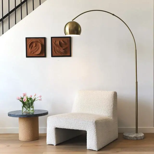Main image of Brightech Olivia Floor Lamp, Arc Lamp for Living Rooms, Standing Lamp with LED Light Bulbs for Bedroom Reading, Great Living Room Décor, Tall Lamp for Offices  Brass/Gold