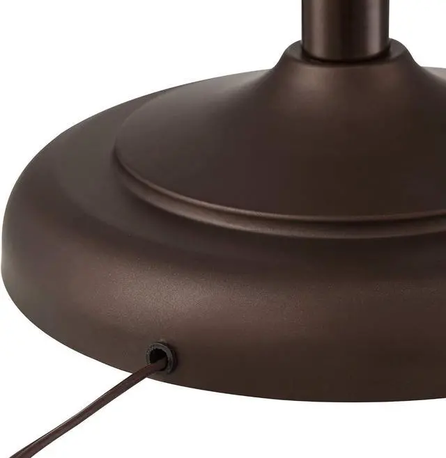 Alt view image 6 of 7 - Franklin Iron Works Ferris Industrial Rustic Farmhouse Adjustable Pharmacy Floor Lamp Downbridge 57" Tall Bronze Faux Wood Grain Metal Brown Shade for Living Room Reading House Bedroom Family Home