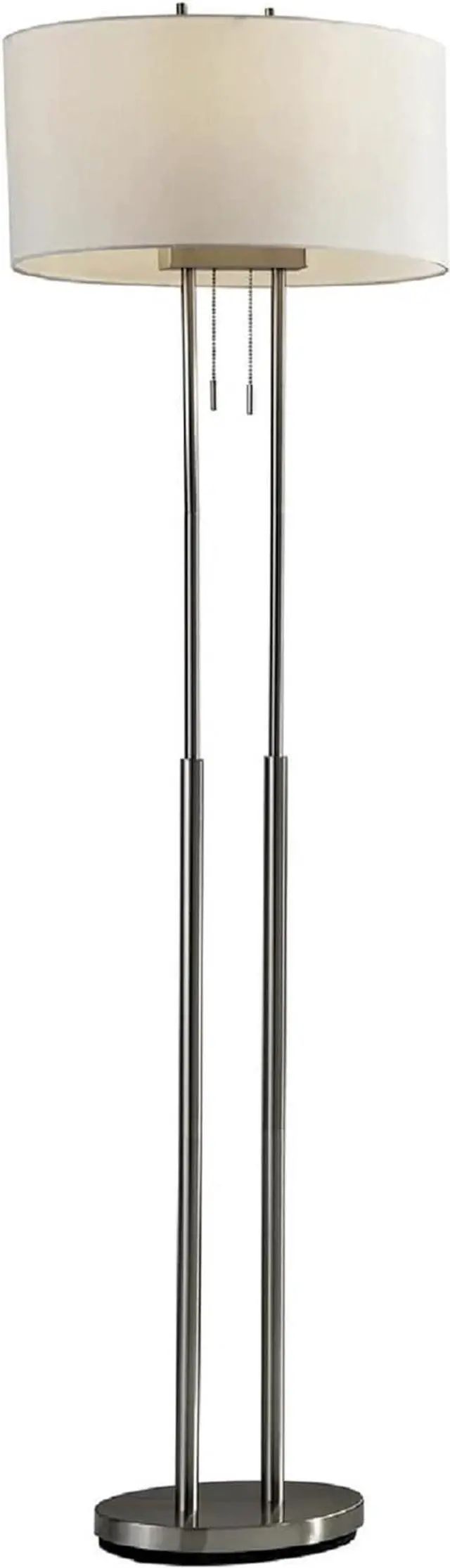 Alt view image 2 of 7 - Adesso 4016-22 Duet 62" Floor Lamp, Satin Steel, Smart Outlet Compatible