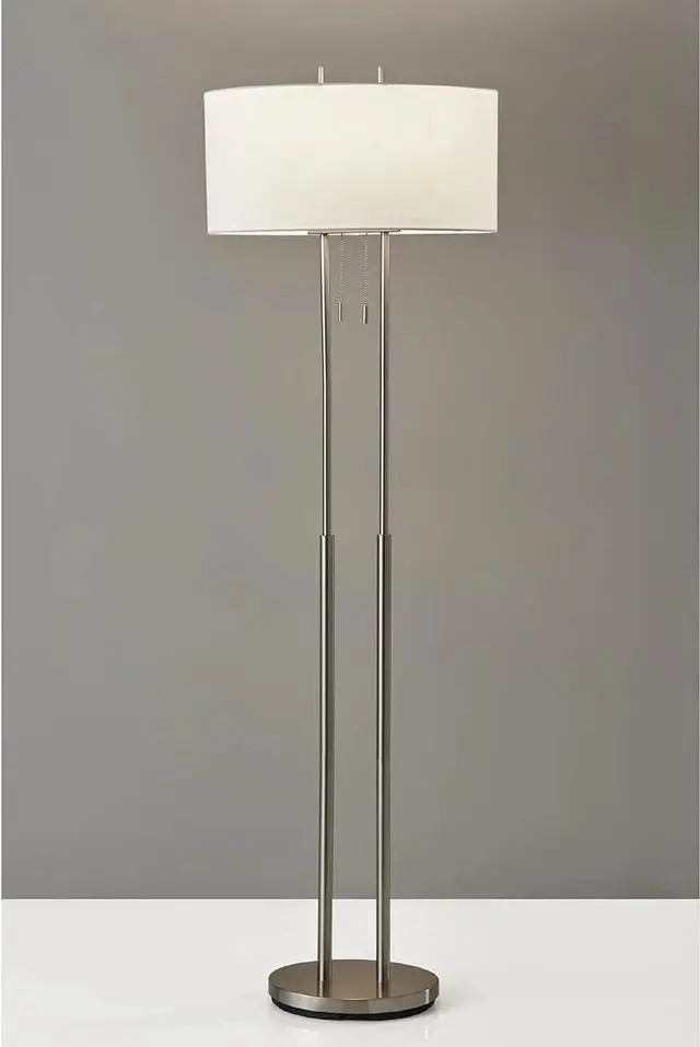 Alt view image 6 of 7 - Adesso 4016-22 Duet 62" Floor Lamp, Satin Steel, Smart Outlet Compatible