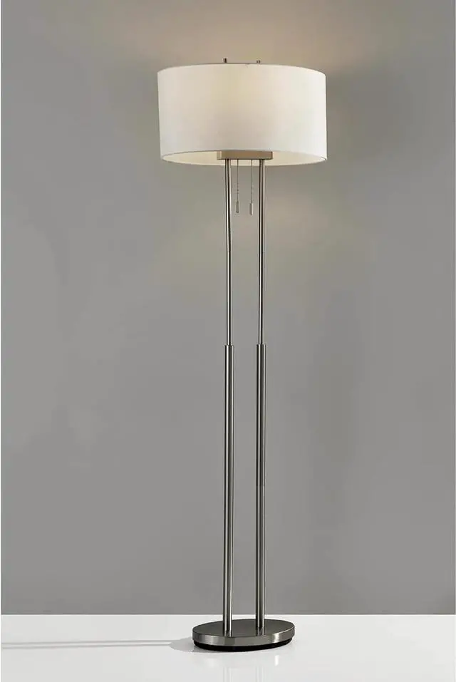 Alt view image 7 of 7 - Adesso 4016-22 Duet 62" Floor Lamp, Satin Steel, Smart Outlet Compatible