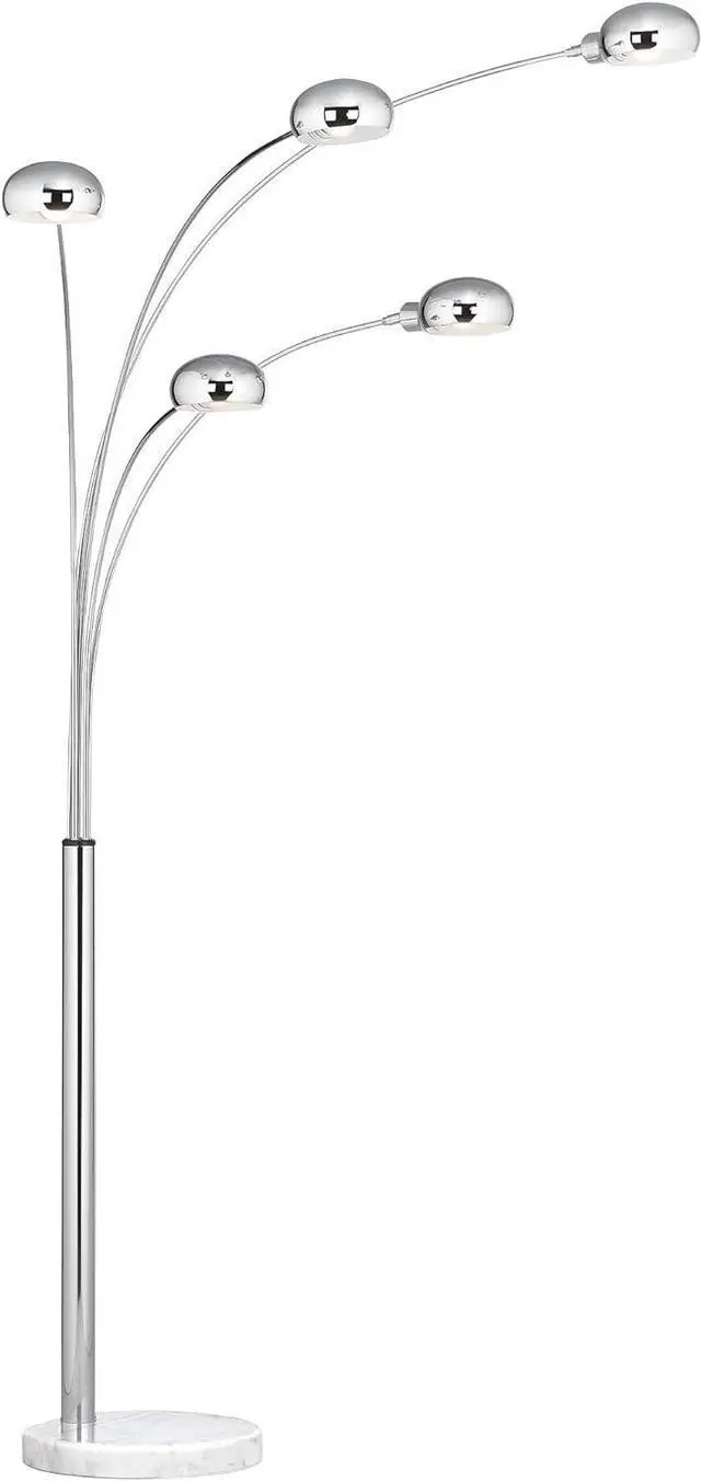 Alt view image 2 of 7 - Possini Euro Design Infini Modern Mid Century Arched Floor Lamp Standing 5-Light 78" Tall Chrome Silver Metal Marble Base Swivel Dome Shade Decor for Living Room Reading House Family Bedroom Home