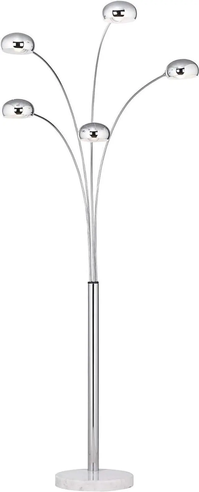 Alt view image 5 of 7 - Possini Euro Design Infini Modern Mid Century Arched Floor Lamp Standing 5-Light 78" Tall Chrome Silver Metal Marble Base Swivel Dome Shade Decor for Living Room Reading House Family Bedroom Home