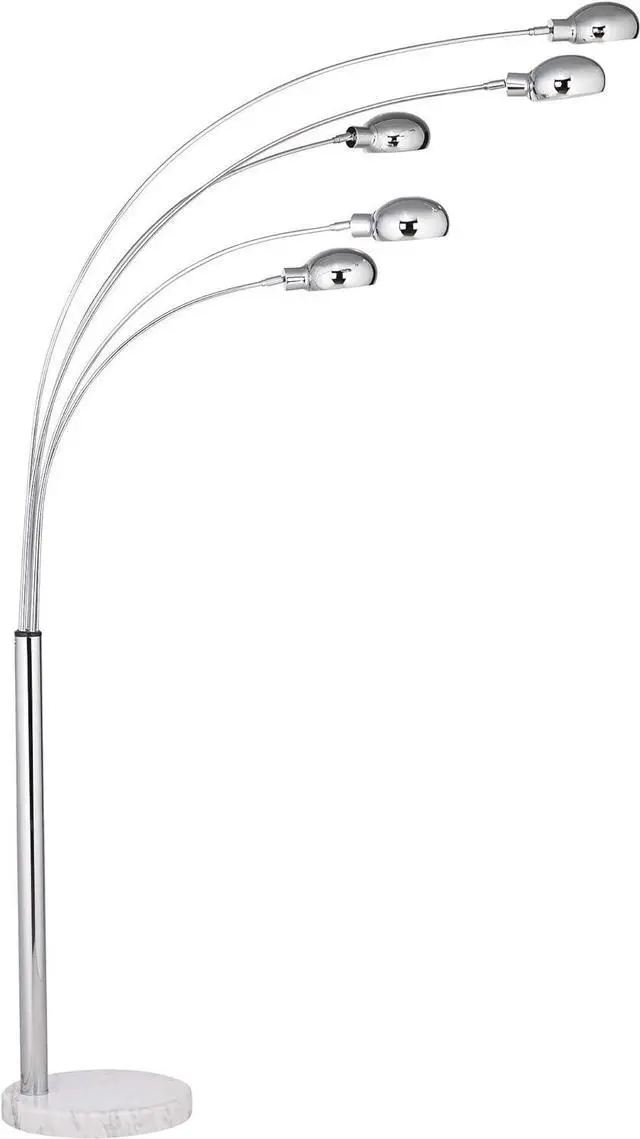 Alt view image 6 of 7 - Possini Euro Design Infini Modern Mid Century Arched Floor Lamp Standing 5-Light 78" Tall Chrome Silver Metal Marble Base Swivel Dome Shade Decor for Living Room Reading House Family Bedroom Home