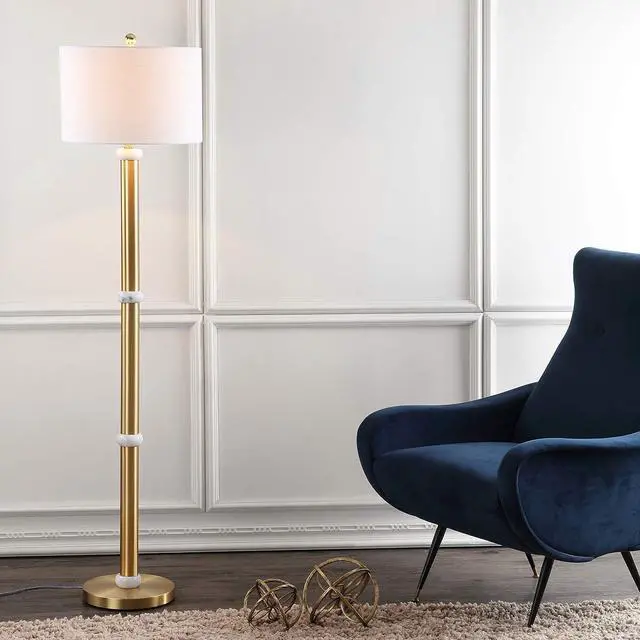 Alt view image 4 of 6 - JONATHAN Y JYL1088A Gregory 60.5" Metal/Marble LED Floor Lamp Contemporary,Transitional for Bedrooms, Living Room, Office, Reading, BrassGold/White