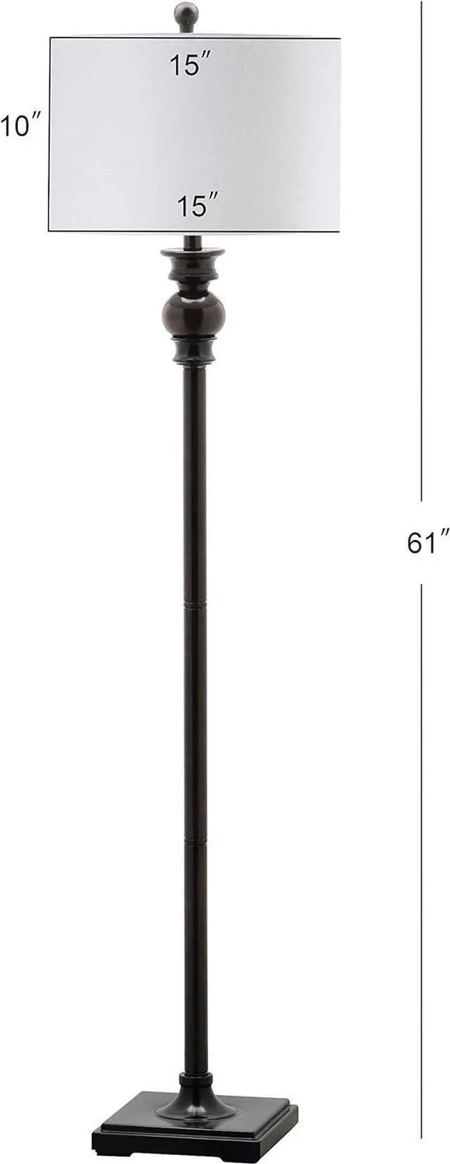 Alt view image 5 of 5 - SAFAVIEH Lighting Collection Alphie Rustic Farmhouse Ebony 61-inch Living Room Bedroom Home Office Standing Floor Lamp (LED Bulb Included)