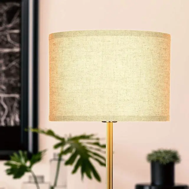 Alt view image 3 of 7 - Brightech Emery LED Floor Lamp, Mid-Century Standing Lamp for Bedroom Reading, Modern Lamp for Living Rooms & Offices, Great Living Room Décor, Tall Lamp with Drum Shade & Brass Finish