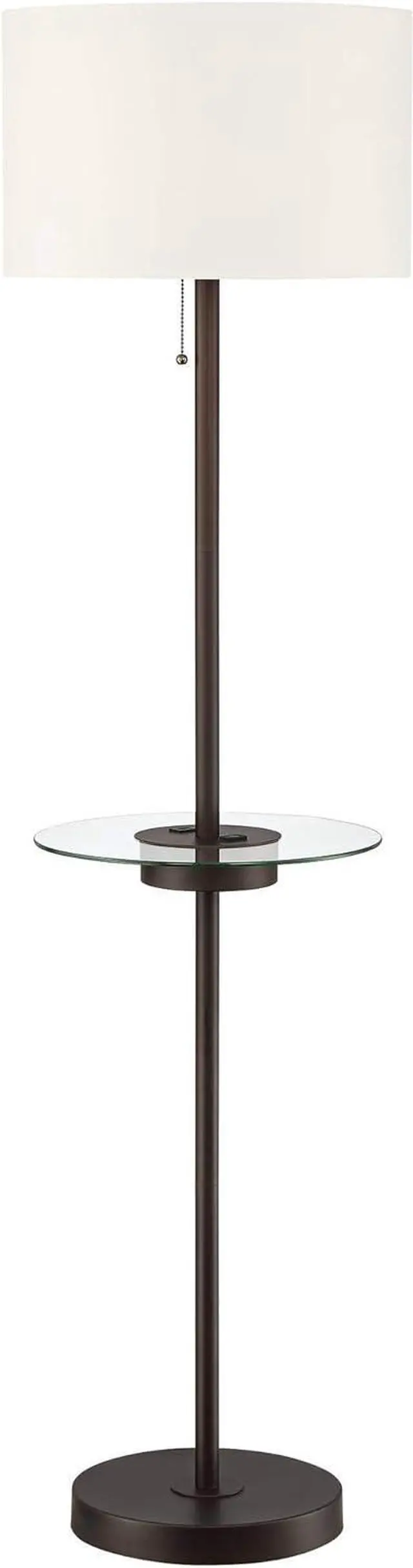 Alt view image 2 of 7 - 360 Lighting Caper Modern Floor Lamp with Tray Table USB and AC Power Outlet in Base 60.5" Tall Bronze Metal Off White Fabric Drum Shade for Living Room Reading House Bedroom