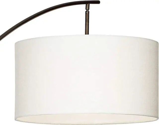 Alt view image 3 of 7 - Possini Euro Design Raymond Modern Arched Floor Lamp Standing 69" Tall Bronze Brown Metal Slim Profile Off-White Linen Drum Shade Adjustable Boom Arm for Living Room Reading House Family Bedroom