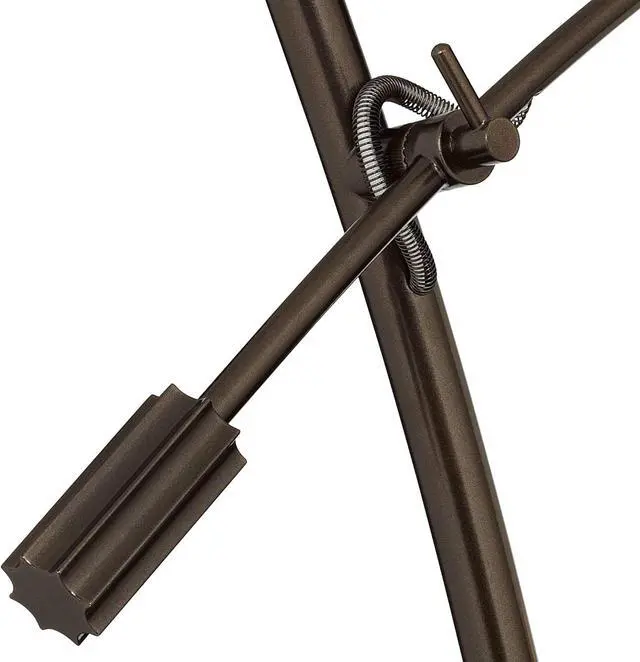 Alt view image 7 of 7 - Possini Euro Design Raymond Modern Arched Floor Lamp Standing 69" Tall Bronze Brown Metal Slim Profile Off-White Linen Drum Shade Adjustable Boom Arm for Living Room Reading House Family Bedroom