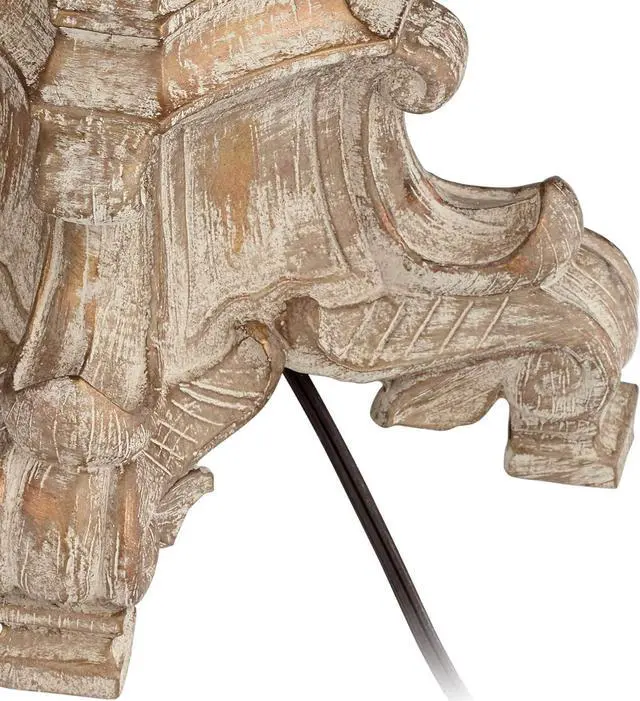 Alt view image 6 of 7 - Barnes and Ivy Duval French Vintage Traditional Standing Floor Lamp 63.5" Tall Distressed Candlestick Crystal Glass Beading Cream Bell Shade Decor for Living Room Reading House Bedroom Home
