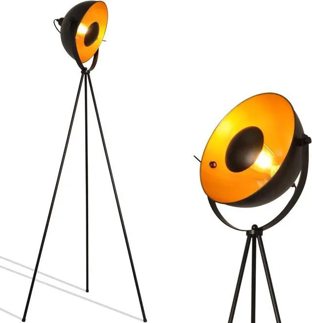 Main image of Modern Industrial Tripod LED Satellite Floor Table Lamp - Vintage Adjustable Reading Standing Desk Light Deco - Movie Media Nautical Elegant Design Lighting for Living Room Bedroom(Black,E26 Base)