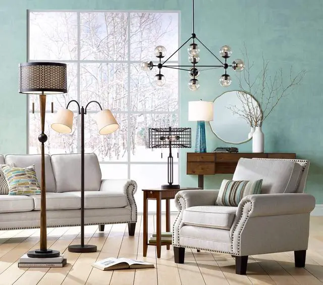 Alt view image 7 of 7 - Franklin Iron Works Hunter Modern Mid Century Farmhouse Rustic Floor Lamp 64" Tall Bronze Cherry Wood Perforated Metal Cream Linen Double Drum Shade for Living Room Reading Bedroom Office House