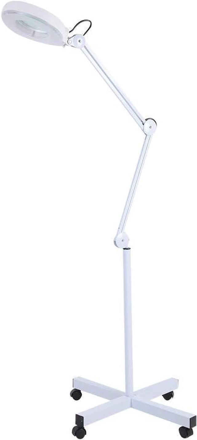 Ejoyous Magnifying Floor Lamp, 5X Glass Lens LED Magnifier Facial Light  Rolling Floor Standing Salon Beauty Skincare Tattoo Manicure Equipement  with Adjustable Gooseneck - White 
