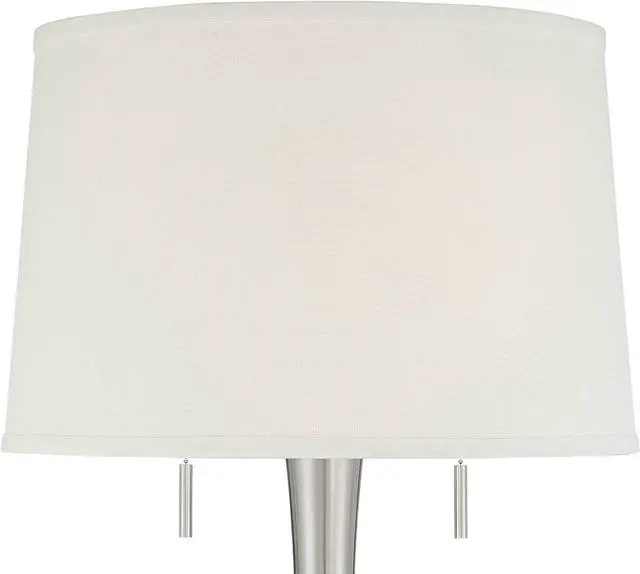 Alt view image 3 of 7 - 360 Lighting Karl Modern Industrial Floor Lamp Standing 63.75" Tall Brushed Nickel Silver Classic Metal White Tapered Drum Shade Decor for Living Room Reading House Bedroom Family Home