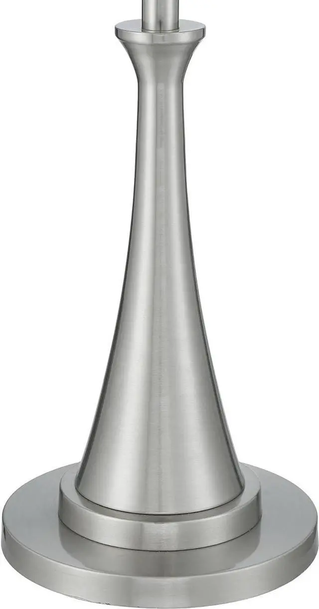 Alt view image 5 of 7 - 360 Lighting Karl Modern Industrial Floor Lamp Standing 63.75" Tall Brushed Nickel Silver Classic Metal White Tapered Drum Shade Decor for Living Room Reading House Bedroom Family Home