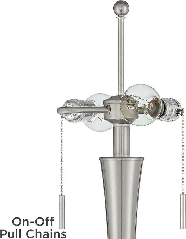 Alt view image 7 of 7 - 360 Lighting Karl Modern Industrial Floor Lamp Standing 63.75" Tall Brushed Nickel Silver Classic Metal White Tapered Drum Shade Decor for Living Room Reading House Bedroom Family Home