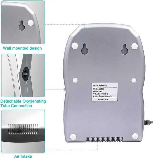 Alt view image 7 of 7 - VTAR Ozone Machine, 500mg/h Multipurpose Ozone Machine Purify Air,Water,Fruits,Vegetables,Toothbrushes,Aquarium.Fruit Cleaner Device in Water