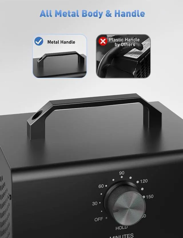 Alt view image 7 of 7 - [Strong Ozone 2000 Sq Ft] Ozone Machine Odor Removal 15000mg/h, Ozone Generator Odor Eliminator for Home, Ozone Odor Eliminator, Ionizer Air Purifier Ozone for Home, Car, Smoke, and Pet Room - Black