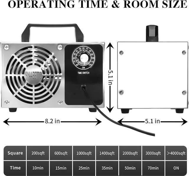 Alt view image 3 of 6 - Ozone Generator 28,000 mg/h High Capacity Ozone Generator Odor Removal Deodorizer Ozonator for Home, Cars and Pets
