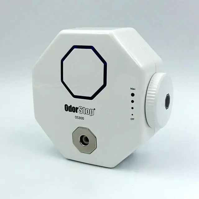 Main image of OdorStop OS300 Professional Grade Mini Ozone Generator Ionizer for Deodorizing and Purifying Small Areas Such as Bathrooms, Bedrooms, Personal Workspaces, Hotel Rooms, Offices, and RVs (300 sq ft +)