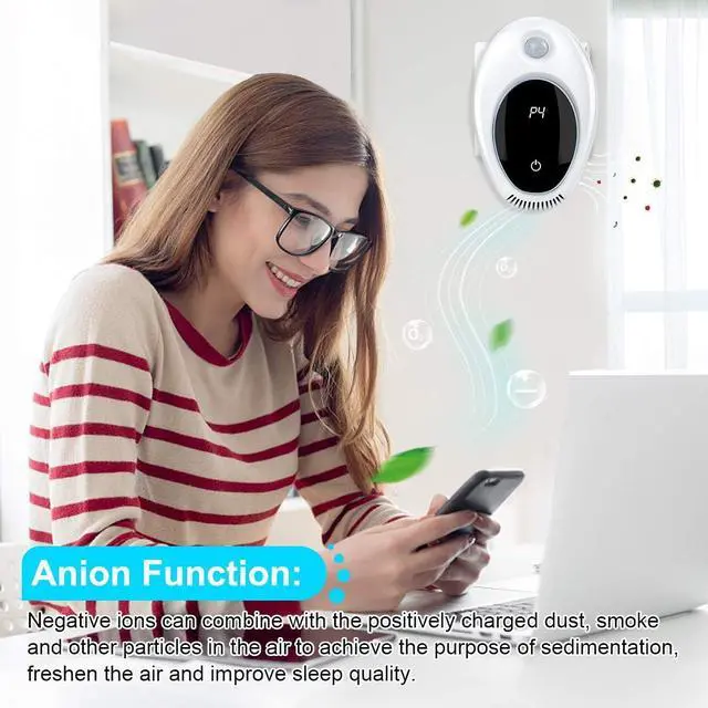 Alt view image 2 of 7 - Plug in Air Purifier with Motion Sensor Light for Home, Odor Eliminator Mini Ozone Air Freshener Ionizer Deodorizer to Remove Smell from Pets Smoke Toilet for House Bathroom Kitchen Bedroom Office