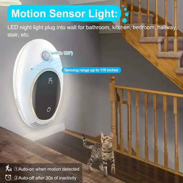 Alt view image 4 of 7 - Plug in Air Purifier with Motion Sensor Light for Home, Odor Eliminator Mini Ozone Air Freshener Ionizer Deodorizer to Remove Smell from Pets Smoke Toilet for House Bathroom Kitchen Bedroom Office