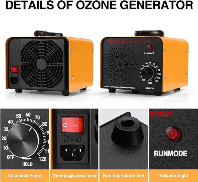 Alt view image 3 of 7 - ELIXRION Ozone Generator, 25000mg/h Capacity Ionizer Professional O3 Air Ozone Machine for Odors, for Home, Kitchen, Cars, Office, Basement, Pets, Smoke